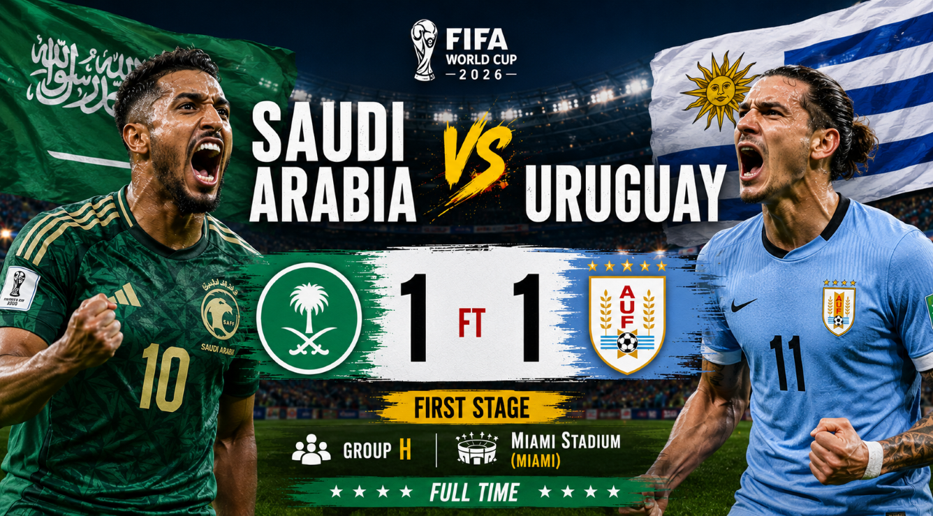 Saudi Arabia 1-1 Uruguay: Group H Battle Ends All Square in Miami