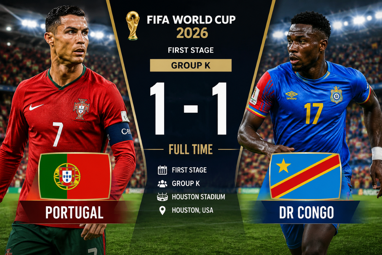 Portugal 1-1 DR Congo: Group K Opener Ends in Hard-Fought Draw at FIFA World Cup 2026